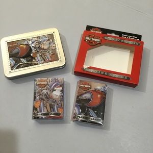 Harley Davidson Collectible Tin with 2 Sealed Playing Cards Decks NEW!
